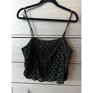 Old Navy Black Floral Velvet Burnout Cami Top size L - NWOT